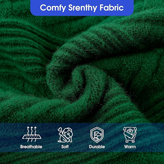 ASENKU Dog Sweater, Dog Sweaters for Medium Dogs, Warm Pullover Doggie KnitTurtleneck Warm Clothes for French Bulldog, Boston Terrier（Dark Green, M）