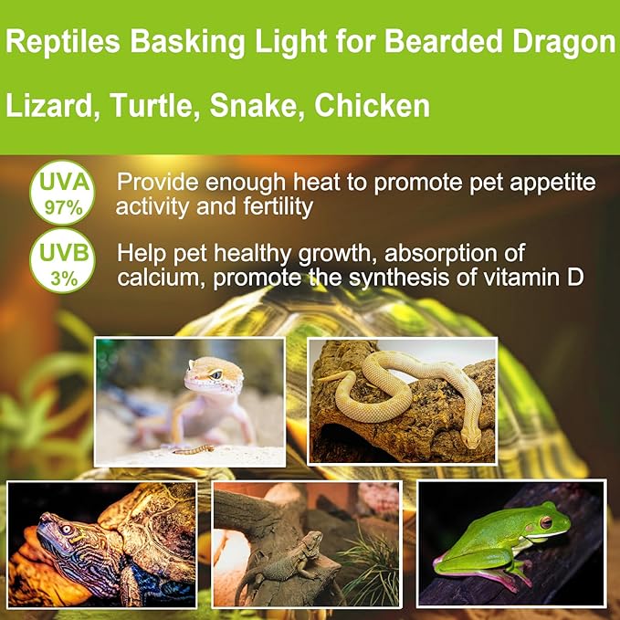 UVB UVA Reptile Light Bulb 75W Bulb for Reptiles and Amphibians Use for Turtle, Bearded Dragon, Lizard Cages Heat Lamp Replacement Bulb, 4 Packs