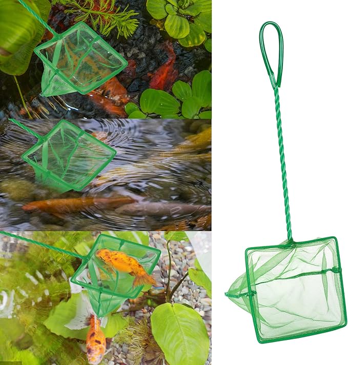 4 Pack Aquarium Fish Net Fine Quick Catch Mesh Nylon Fishing Catch Nets with Plastic Handle for Fish Tank Mesh Nets Scoop - Green
