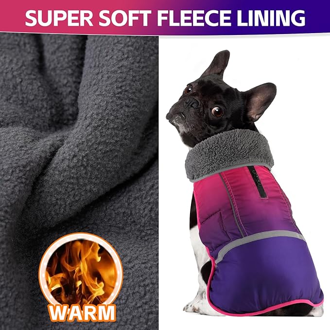 Doglay Dog Coat, Waterproof Dog Jacket Pet Winter Coat for Cold Weather with Thicken Furry Collar, Reflective Puppy Winter Jacket Warm Fleece Lining for Small Medium Large Pets