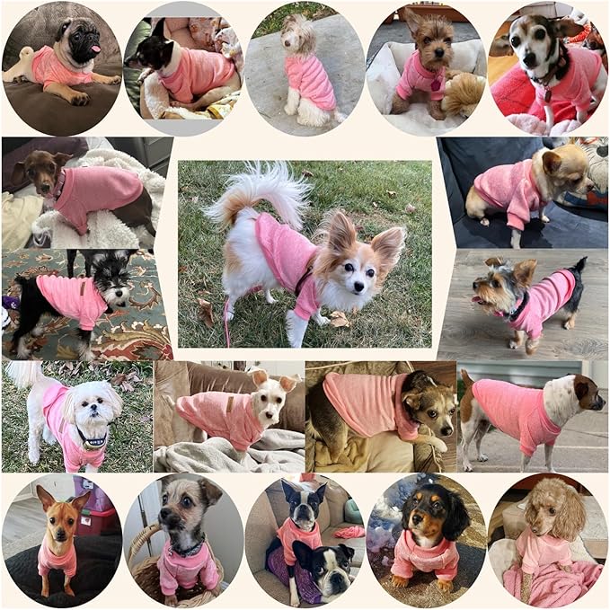 Jecikelon Dog Clothes Dogs Sweater Soft Puppies Clothing Winter Puppy Sweaters Warm Outfit for Dogs Small XXS XS Cat Apparel (Pink, M)