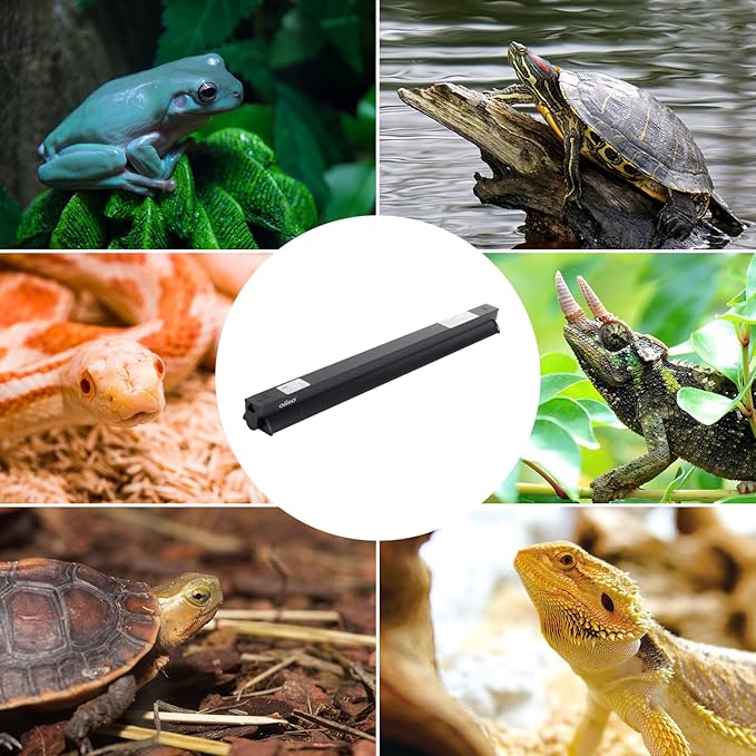 Oiibo UVB Reptile Light, 2PCS HO T5 10.0 UVB Reptile Light Fixture Kit, Connectable UVB Reptile Light for Large Terrarium, 24W Bearded Dragon UVB Light T5 Lamp Bulb