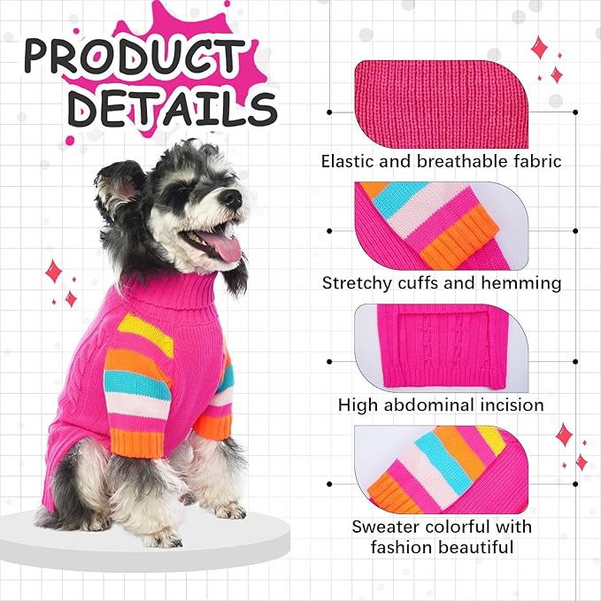 Dog Sweater Thick, Sweaters for Large Size Dogs Comfy, Stretchy Pullover Dog Sweater for Large Doggie, Christmas Dogs Sweaters Unisex, Warm Pet Knitwear Boston Terrier, Frenchie (Rosered L)