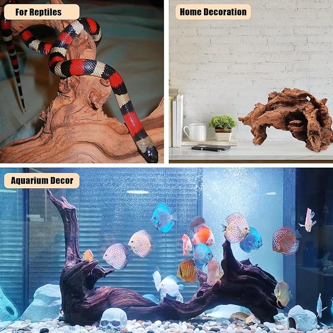 Natural Driftwood for Aquarium, 9-14" Large Assorted Branch Pieces Decorations for Reptile Hide, Fish Tank