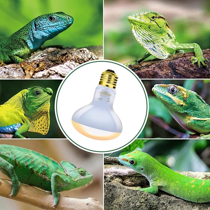 REPTI ZOO 2 Pack 100W Reptile Neodymium Daylight Basking Spot Lamp UVA Bulb Reptile Heat Lamp for Amphibian Lizard Tortoise Bearded Dragon Hedgehogs