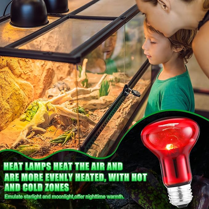 10 Pcs 75w Reptile Heat Lamp Bulb Day and Night Basking Spot Bulb Set UVA Daylight Bulb Amphibian Night Red Infrared Heating Lamp for Turtle Bearded Dragon Lizard Leopard Gecko