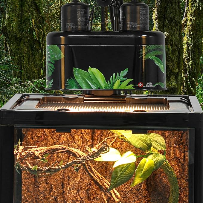REPTI ZOO Nano Dual Dome Reptile Light Fixture and 25W Reptile Heat Lamp Combo Pack, Mini Daylight Basking Spot Heat Lamp & Nano Heat Emitter Basking Spot Lamp
