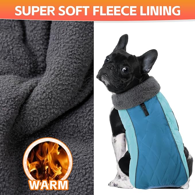 Doglay Dog Coat, Waterproof Dog Jacket Pet Winter Coat for Cold Weather with Thicken Furry Collar, Reflective Puppy Winter Jacket Warm Fleece Lining for Small Medium Large Pets