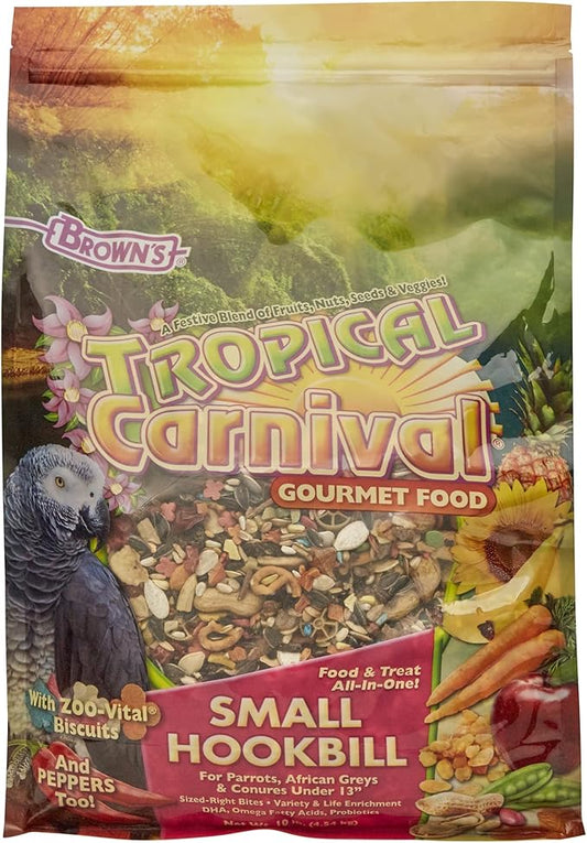 Small Hookbill Food – Gourmet Blend with Fruits, Nuts & Seeds, 10 Pounds, Omega 3 & Natural Preservatives, Supports Digestion