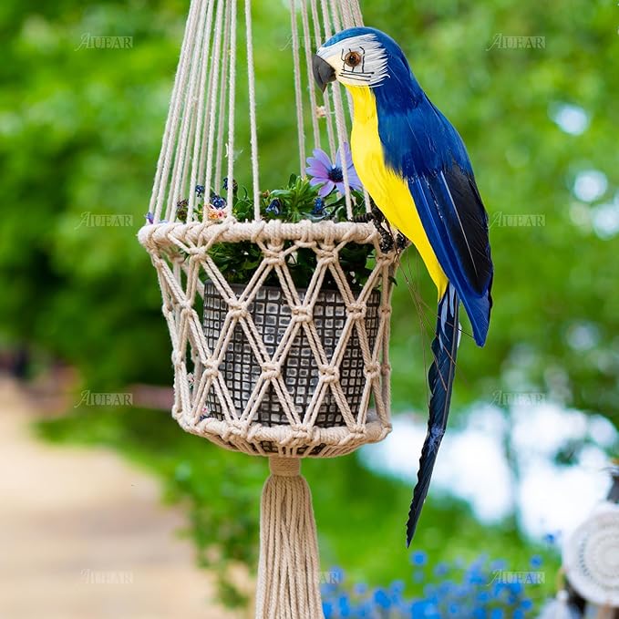 AUEAR, 9.8 Inch Blue Artificial Birds Realistic Parrot Decor Model for Decoration Craft