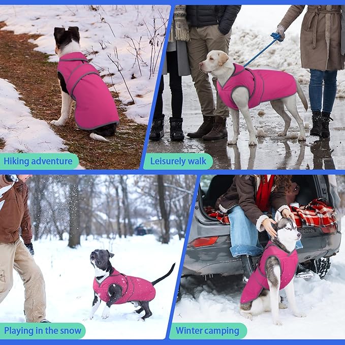 MIGOHI Warm Dog Coat Winter Dog Jacket,Waterproof Cold Weather Coats for Dogs,Fleece Jacket for Small Medium Large Dogs,Reflective Thick Fleece Vest with Leash Hole