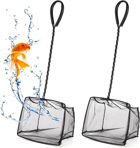 Mogoko 2 Pack Aquarium Net Fish Net, Small Net, Multi-Size Fine Mesh Aquarium Net with Long Plastic Handle for Fish Tank