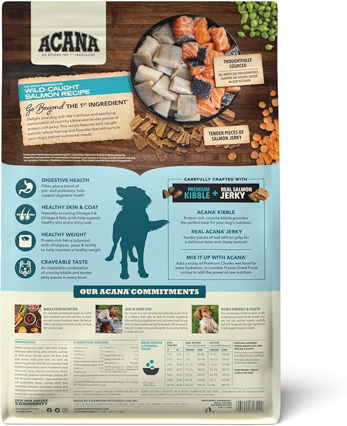 ACANA Butcher’s Favorites Grain-Free Dry Dog Food Wild-Caught Salmon Recipe 4lb Bag