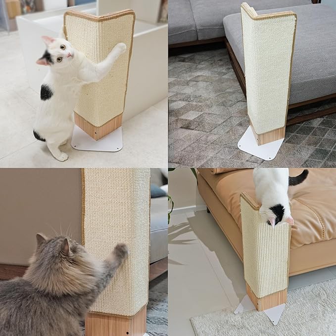 Cat Scratcher, Sisal Corner Scratching Pad, 28 Inch Cat Scratcher Natural Sisal Furniture Protector with Catnip