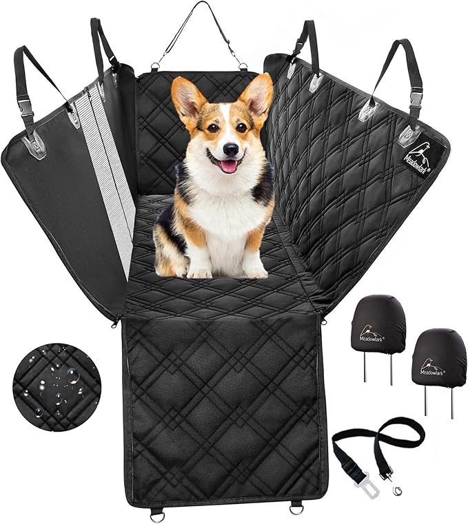 Meadowlark Heavy-Duty Car Seat Cover with Mesh Window, Extra Padded Non-Slip Dog Hammock, Water-Resistant Back Seat Protector for Cars, Trucks and SUVs (54" W x 58" L)