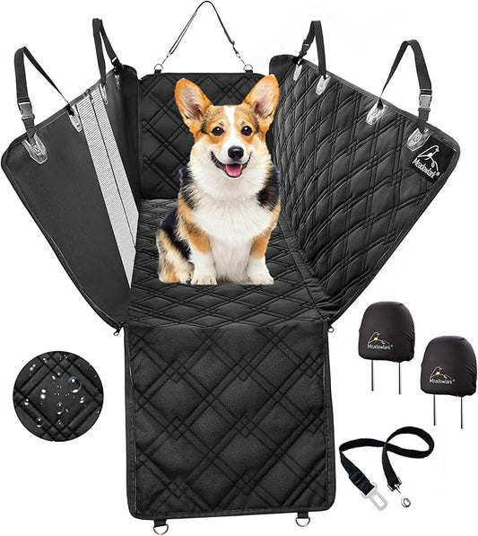 Meadowlark Heavy-Duty Car Seat Cover with Mesh Window, Extra Padded Non-Slip Dog Hammock, Water-Resistant Back Seat Protector for Cars, Trucks and SUVs (54" W x 58" L)