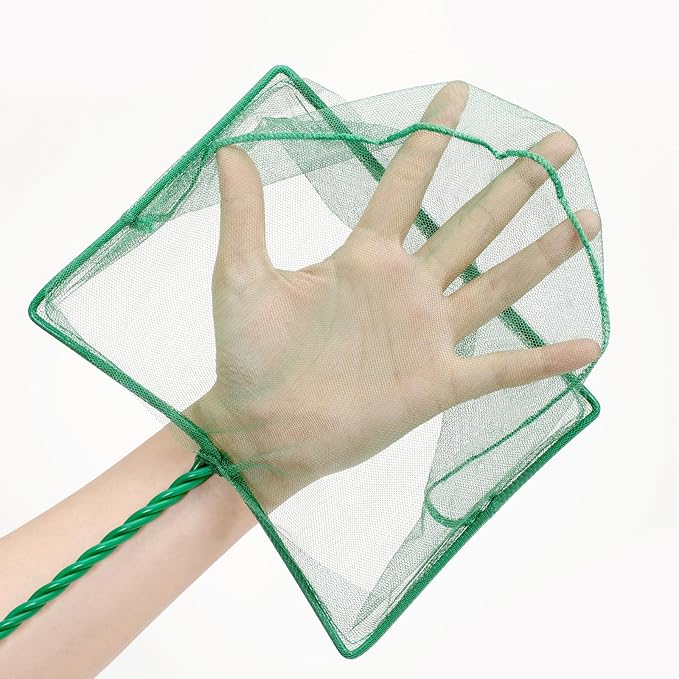 8 Inch Aquarium Fishnet Fish Tank Net with Long Plastic Handle Tank Cleaning Tools Quick Fish Catch Nets (Green)