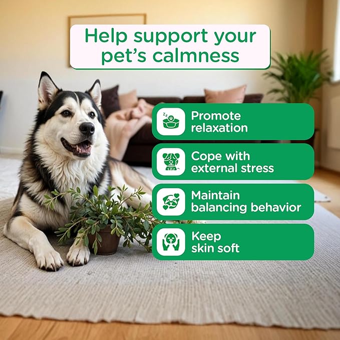 Calming Treats for Dogs - Reduce Stress, Fear, Separation, Barking, Hyperactivity, Reactivity, Aggression, Travel - Calm Without Drowsiness Dogs (120 Count)