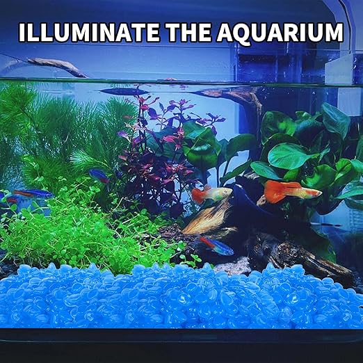 15000 Pcs Glow in The Dark Rocks Glowing Stones Glowing Fish Tank Pebbles Luminous Stone Glowing Stones for Garden Outdoor Patio Yard Landscaping Aquarium (Dark Blue)