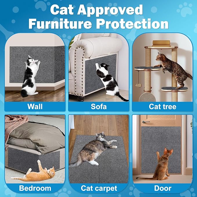 Anit Cat Scratch Couch Furniture Protector,78.7x15.8 Cat Wall Corner Scratcher Pads Mat,DIY Climbing Cat Scratching Carpet Post Board Replacement