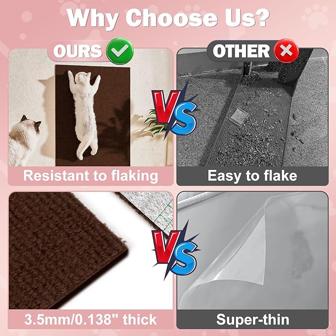 Bed Cat Scratcher Pad,47.2"x15.8"Cat Scratching Mat,Self-Adhesive Trimmable Anti Scratch Bed Couch Wall Corner Furniture Protector from Cat Claws,Easy Use for Cat Carpet/Door/Post