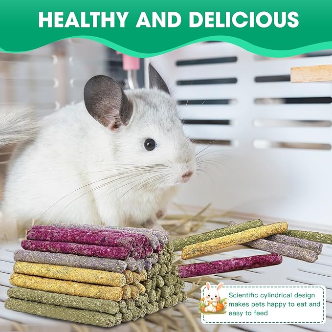 33 Pcs Rabbit Chew Sticks, Rabbit, Guinea Pig Toys, Natural Timothy Grass Molar Teeth Stick, Mixing Natural Flowers Chewing Toy, Small Animals Treats
