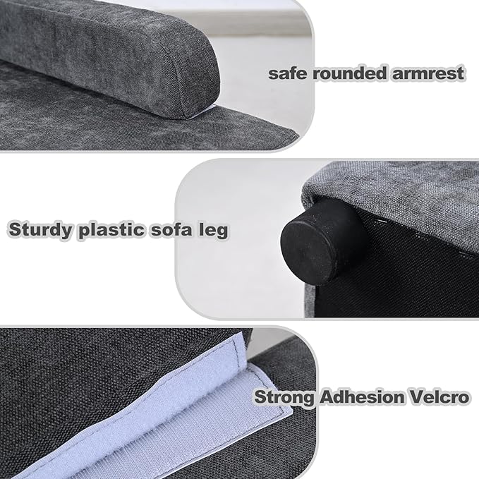 AFBKSS&BB Pet Sofa with Hidden Storage for Puppy and Cat,Linen Fabric Dog Sofa,Cat Couch with Wooden Frame (Grey)