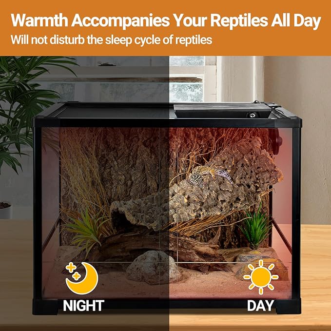 REPTI ZOO Reptile Heat Panel Adjustable Temperature Reptile Heating Plate, Non-Light Heating Solution with Expanded Heating Range for Hermit Crabs/Leopard Geckos/Turtles/Snakes/Lizards