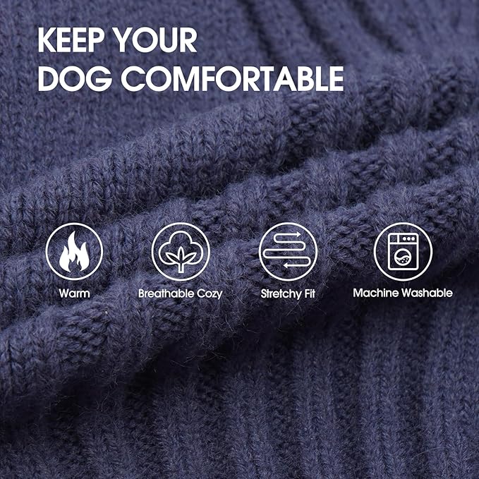 IECOii XXXL Dog Sweater,Warm Dog Sweaters for Extra Large Dogs Girl Boy,Stretchy & Cozy,Turtleneck Knitted Pullover for Pet Wear On Holiday,Easy On Doggy Sweatshirt for Labrador (Blue,XXXL)
