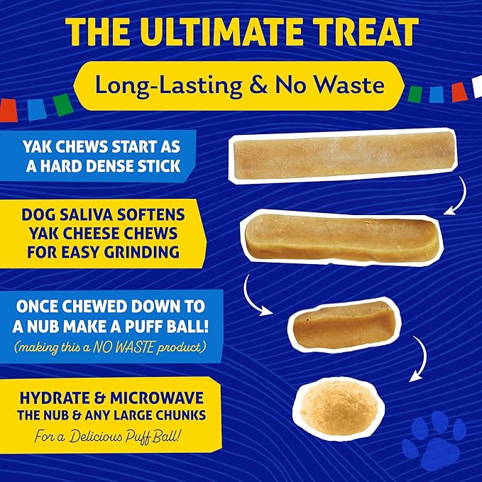 Himalayan Dog Chew Original Yak Cheese Chew, 1 Large Stick, 3.3 oz, Gluten Free, Healthy Treats, Grain & Lactose Free 100% Natural, Long Lasting for Dogs Under 55 lbs