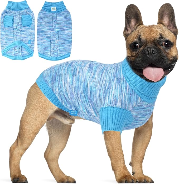 Pet Clothing,Turtleneck Dog Sweater,Sweaters for Dogs Boys and Girls,Pullover Dog Sweaters,Pet Knitted Clothes,Fit for Different Kinds Dogs,for Spring,Autumn and Winter(Blue 2XL)