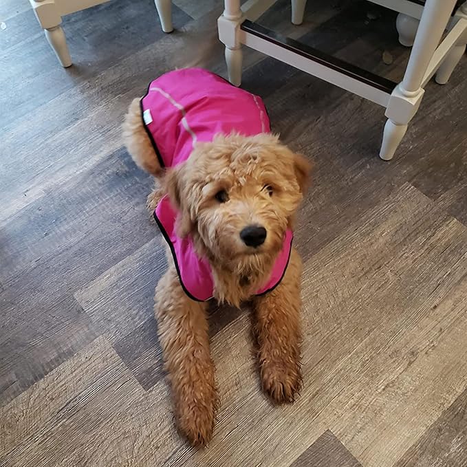 Mile High Life Dog Raincoat, Adjustable Waterproof Reflective Rain Jacket for Small Medium Large Dogs, Lightweight Breathable Pet Rain Coat with Leash Hole(Hot Pink,L Chest 32-40")