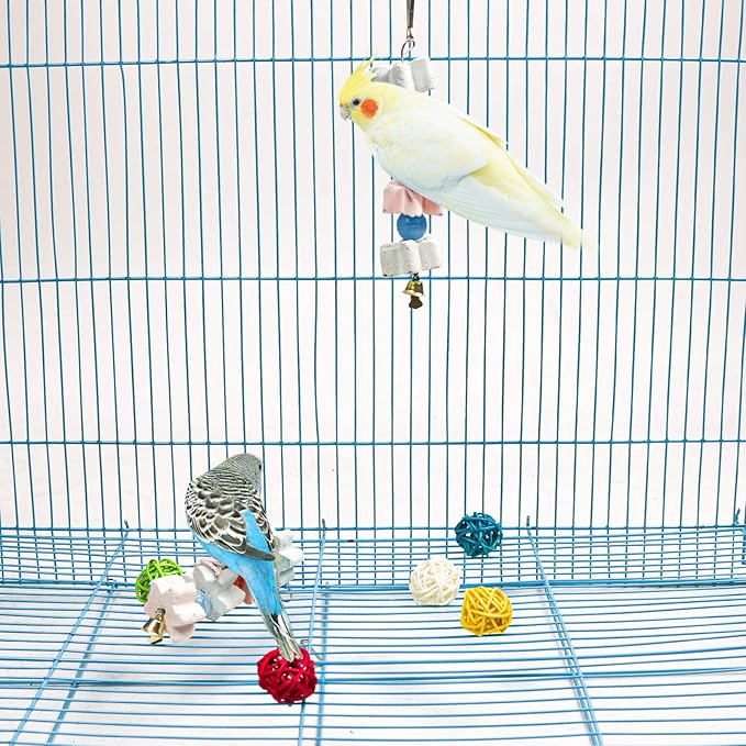 3Packs Parrot Chewing Toy Beak Trimmer Calcium Stone with BellParrot for Cockatiel Conure African Grey Amazon Parrots Parakeet Cockatiel Bird (Style-2)