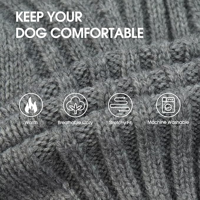 IECOii XL Dog Sweater,Winter Doggy Clothes for Large Dogs Girl Boy,Warm Pullover Soft Dog Sweater Turtleneck,Lightweight & Good Stretch for Active Dogs Like Beagle,Border Collie (Light Grey,XLarge)