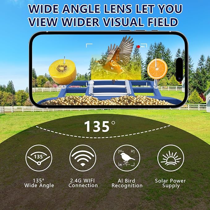 Swingers Smart Bird Feeder with Camera, Solar Powered Bird Feeders for Outdoors, Weatherproof Birds Camera Featuring Permanent AI to Identify 10,000+ Wild Birds Species & Clear Video (1.2L, Blue)