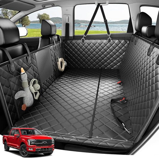 Zanch 2025 Upgraded Dog Car Seat Cover, 400 lbs Heavy Duty Hard Bottom, Waterproof & Anti-Scratch Back Seat Protector, Nonslip Pet Hammock Extender for Full-Size Trucks, SUVs, XL-Black