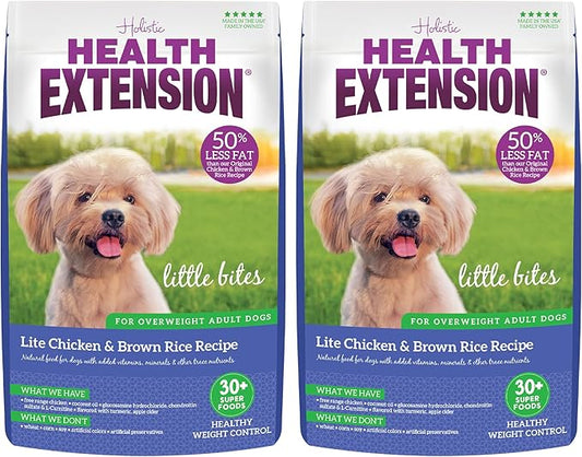 Health Extension Little Bites LITE Dry Dog Food, Chicken & Brown Rice for Small Breeds, Supports Healthy Weight, Digestion, Coat & Joint Health with Probiotics & Superfoods, 4 lb Bag (Pack of 2)