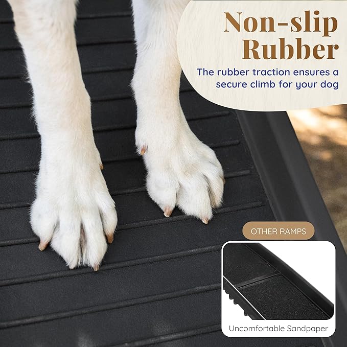 Dog Ramp for Car - 68,5" Long & 15" Wide - Rubber Anti-Slip Dog ramps for Large Dogs - Stable Dog Car Ramp 300 Pounds Capacity - Foldable Pet Ramp for Truck - Portable Folding Dog Ramp - Dark Gray