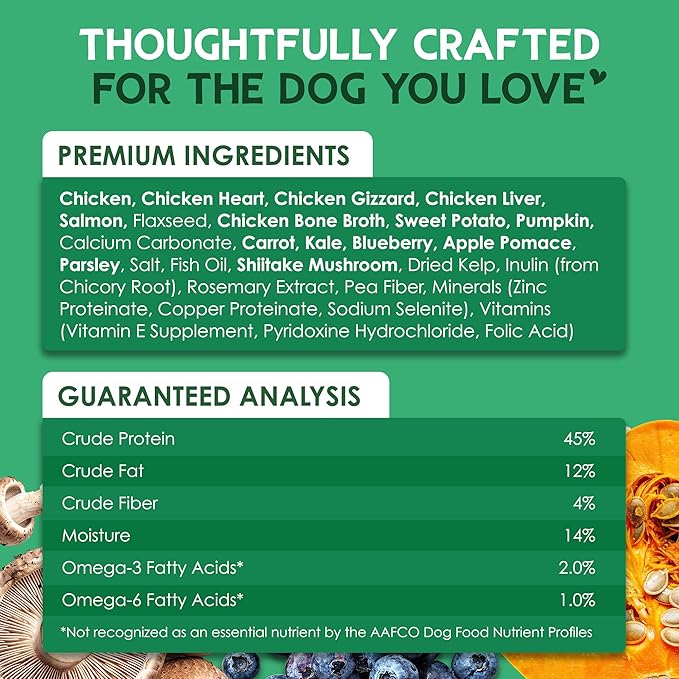 Farmland Traditions The Good List Air-Dried Dog Food, Premium Chicken & Bone Broth for Dogs, Protein Rich & Grain-Free Nutrition, 2.2 Pound Bag