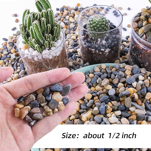 18lb 1/2" Polished Pebbles for Plants Potting,Succulents Aquarium Fish Tank Vases-Decorative River Rocks Garden Gravel Stones