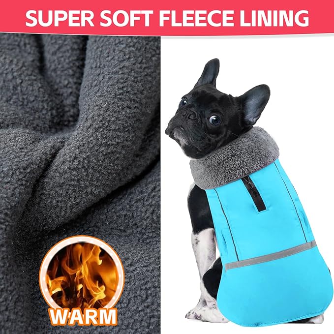 Doglay Dog Winter Coat with Thicken Furry Collar,Soft Reflective Warm Pet Jacket Fleece Lining Waterproof Windproof Clothes for Cold Weather,Small Medium Large Dogs,3XL(Chest:31.5-43.31,Back:27.17)