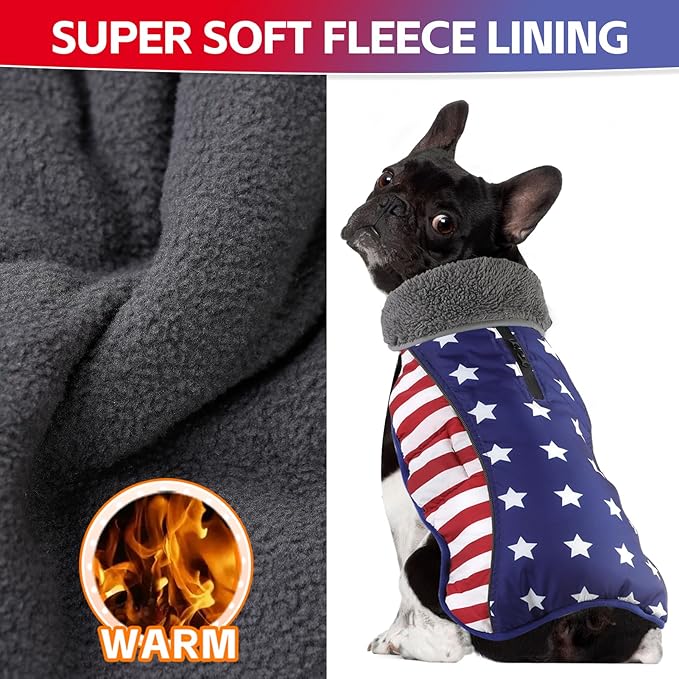 Doglay Dog Coat, Waterproof Dog Jacket Pet Winter Coat for Cold Weather with Thicken Furry Collar, Reflective Puppy Winter Jacket Warm Fleece Lining for Small Medium Large Pets