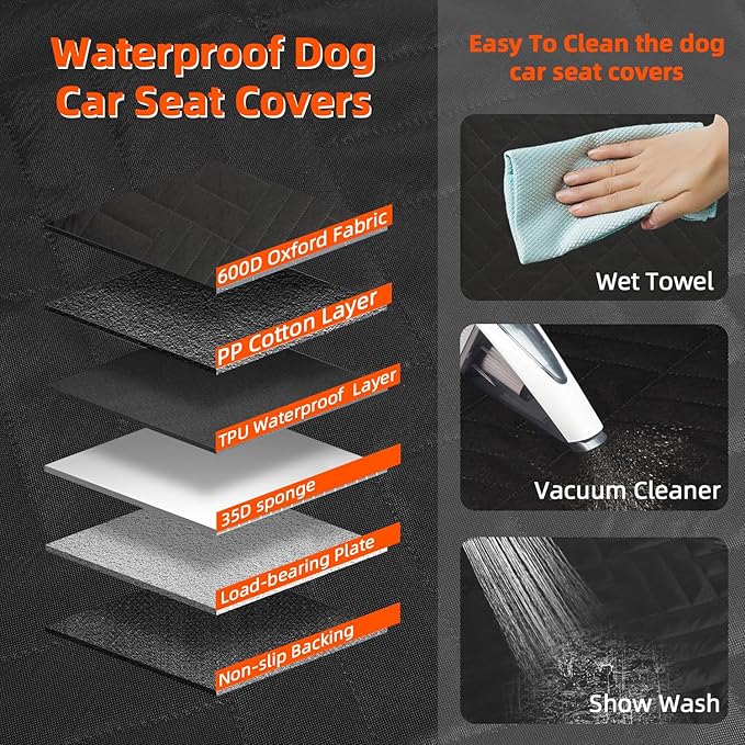 MIROZO Dog Seat Cover,Back Seat Extender for Dogs,600D Heavy Durable Dog Seat Cover Pet seat Cover for Car Pet Backseat Protector,Large Space Travel Bed with 3-Fold Bottom for Full Size SUV Truck