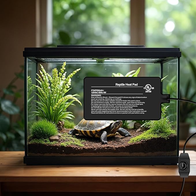 Simple Deluxe 4X7 Inch 4W Reptile Heating Pad with Temperature Adjustable Knob Under Tank Terrarium Heating Mat for Turtles, Lizards, Frogs, and Other Reptiles, 2 Pack