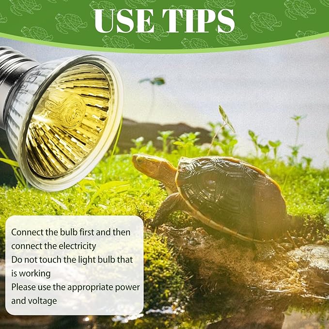 4 Pack 50W UVA UVB Reptile Heat Bulbs, Heat Lamp Bulbs for Reptiles and Amphibians, Basking Light Bulb for Turtle, Bearded Dragon, Lizard Heating