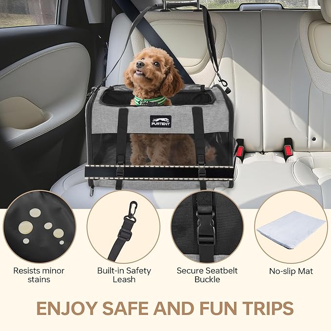 Soft Sided Two Cats Dog Carrier up to 25 lbs, Portable Mesh Pet Travel Bag for Medium Puppy Big Cats, Collapsible Puppy Crate Home Outdoor 20x13x13in, Grey