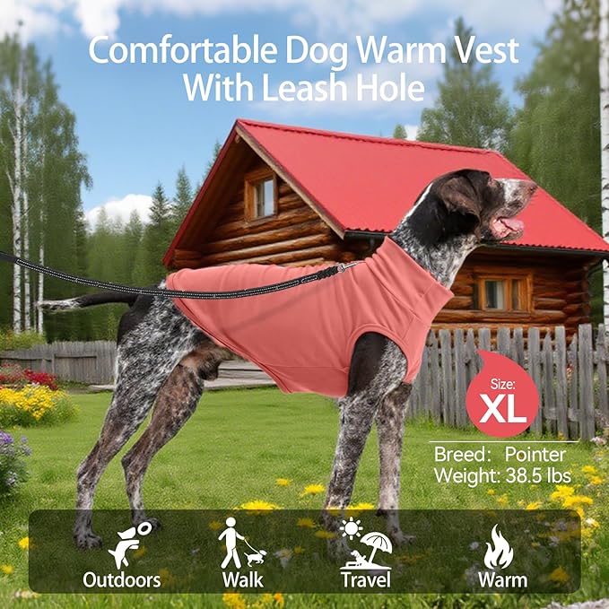 2 Pack Fleece Dog Sweater for Extra Large Dogs, Stretchy Pets Coats Sweatshirt, Soft Stripe Dog Fleece Vest Pullover, Pet Winter Clothes for Doberman, German Shepherd, Pink 2XL