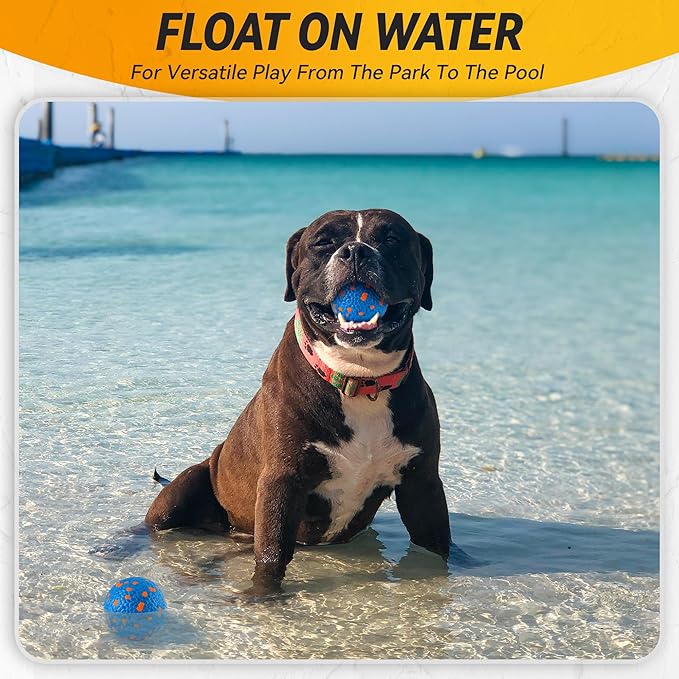 4Pcs Dog Balls, Tennis Balls for Dog Aggressive Chewers, for Large Medium Small Puppy, Training Catch&Fetch, Water Floats Toys, Blue