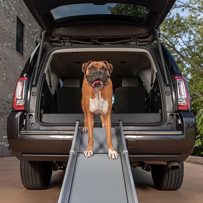 PetSafe Happy Ride Compact Telescoping Dog Ramp - Portable Pet Ramp for Cars, Trucks & SUVs with Adjustable Sizing - Non-Slip Design - Lightweight Pet Mobility Assistance - Compact