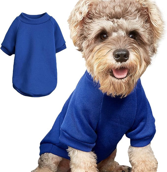 Puppy Sweater for Small Dogs Clothes Warm Winter Cat Clothe Pet Sweatshirt Knitwear Doggie Kitten Clothing, Blue, Small